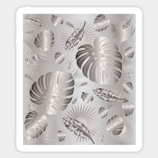 Silver Metallic Tropical Leaves Sticker